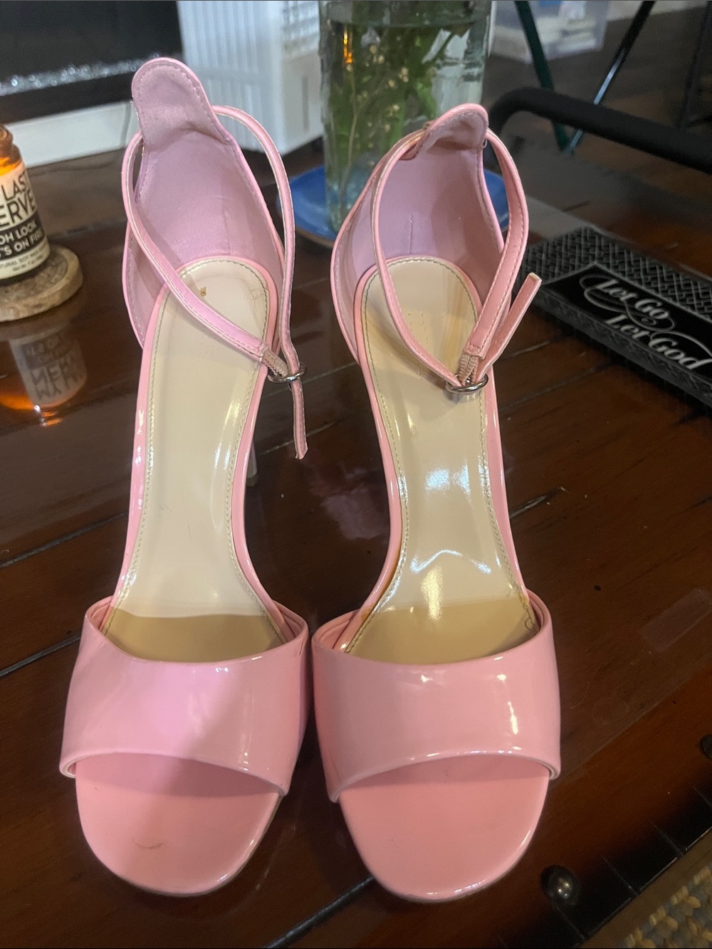 CUTE LIKE NEW Women’s Pink Open-Toe Ankle Strap Heels